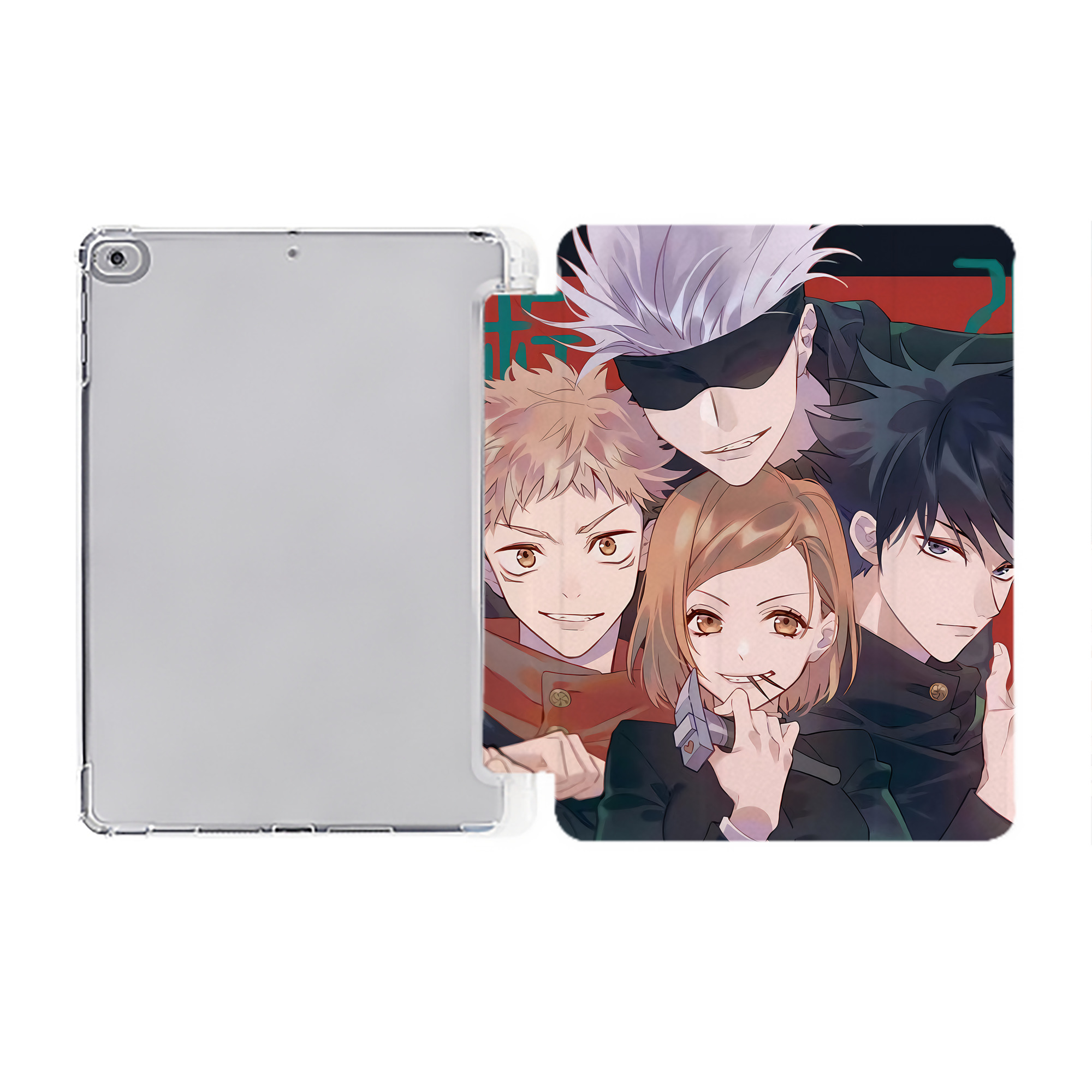 （画像用） 呪術廻戦 Jujutsu Kaisen IPad ケース ペン収納付き 三つ折りスタンド PUレザー×シリコン 対応機種9.5/10.5/10.9インチ